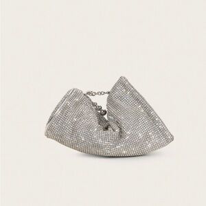 Cult Gaia Viera Silver Rhinestone Clutch